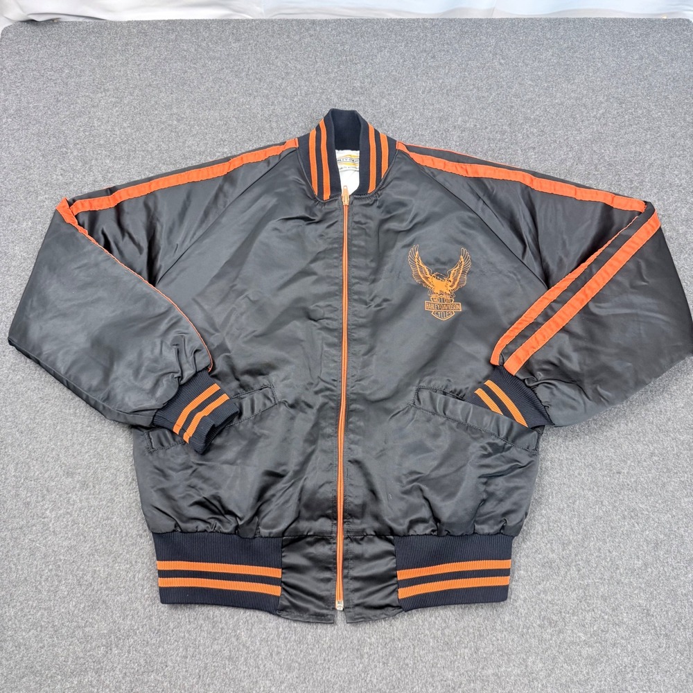 Vintage Harley-Davidson Eagle Nylon Bomber Jacket Mens S Made in USA